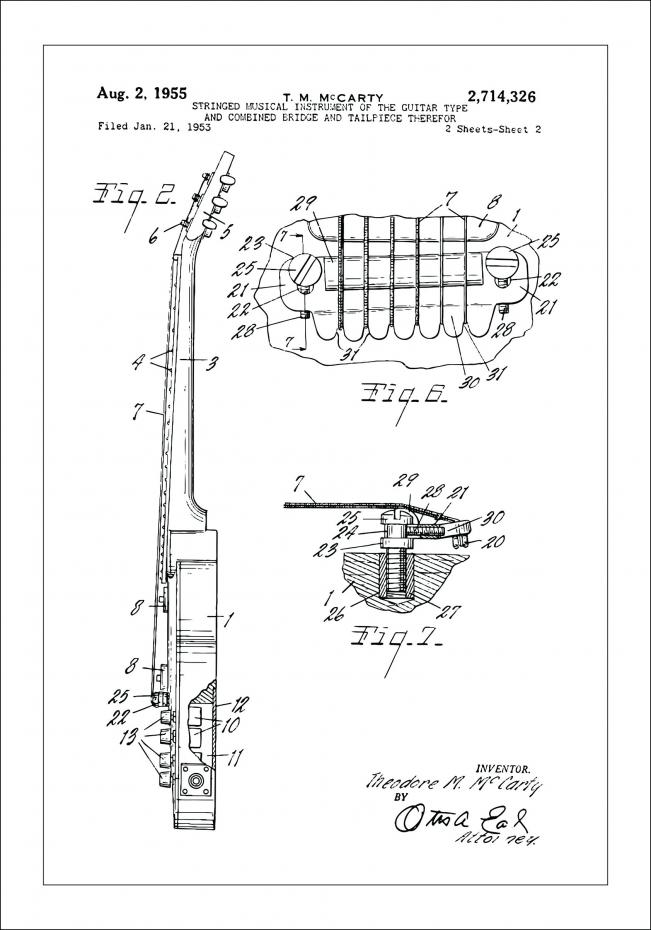 Patenttegning - El-gitar II - Poster