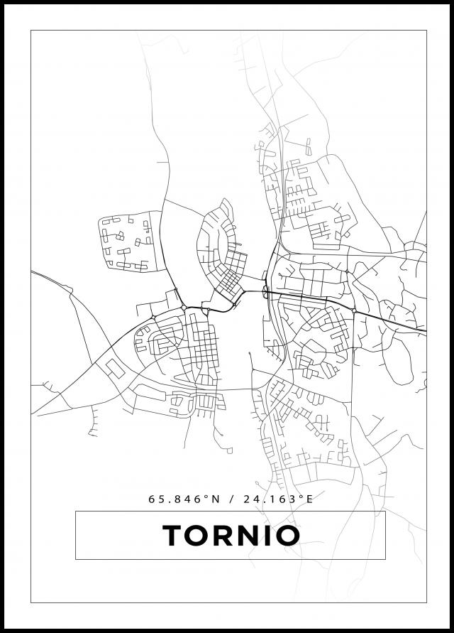 Kart - Tornio - Hvit Plakat