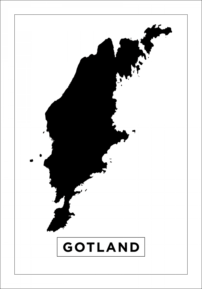Kart - Gotland - Hvit Plakat
