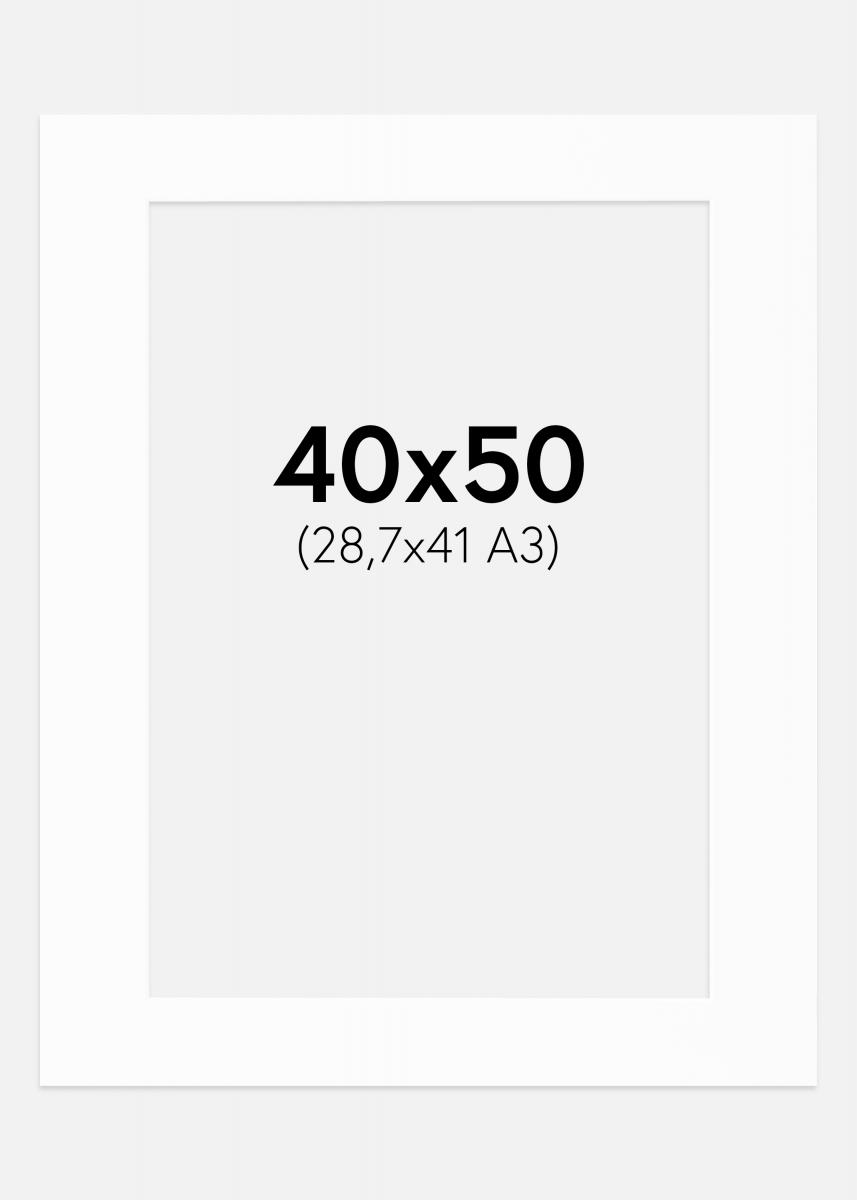 Passepartout Hvit (Hvit kjerne) 40x50 cm (28,7x41 - A3)