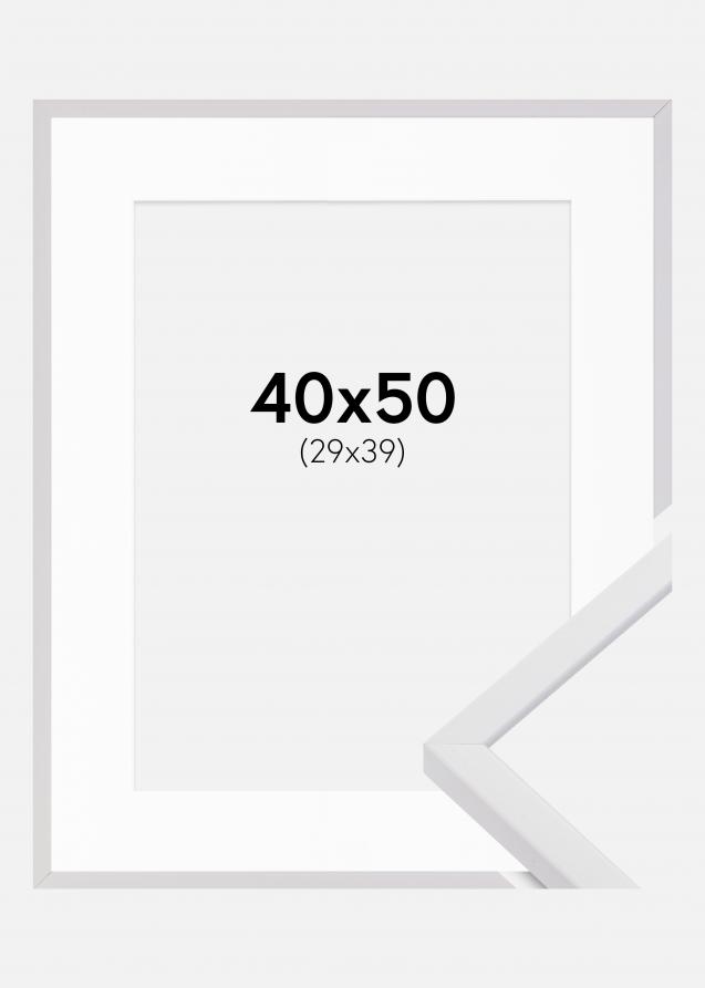 Ramme E-Line Hvit 40x50 cm - Passepartout Hvit 30x40 cm