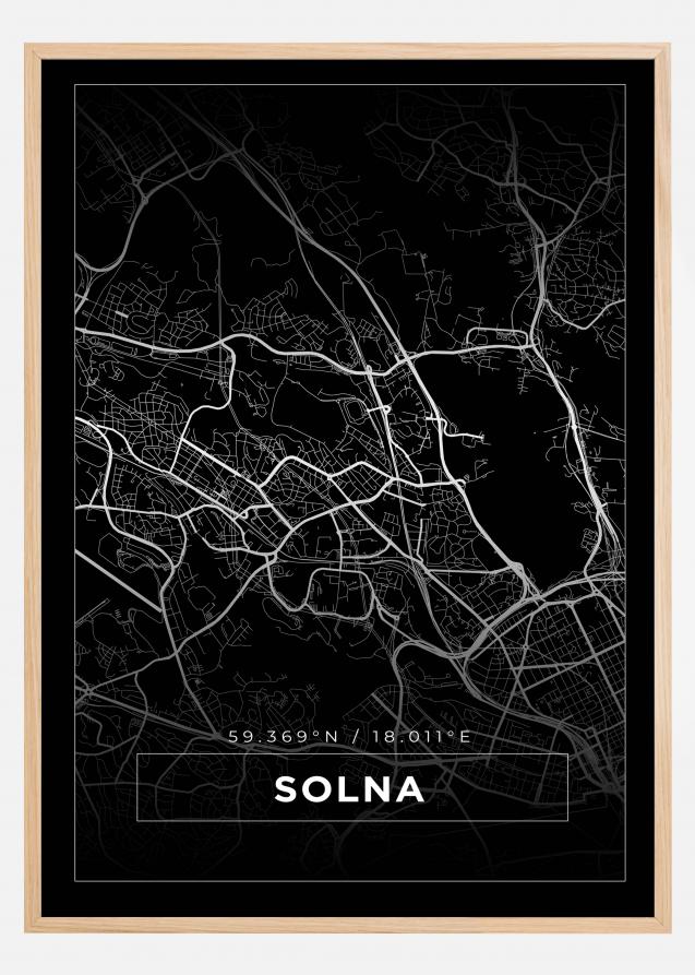Kart - Solna - Svart Plakat