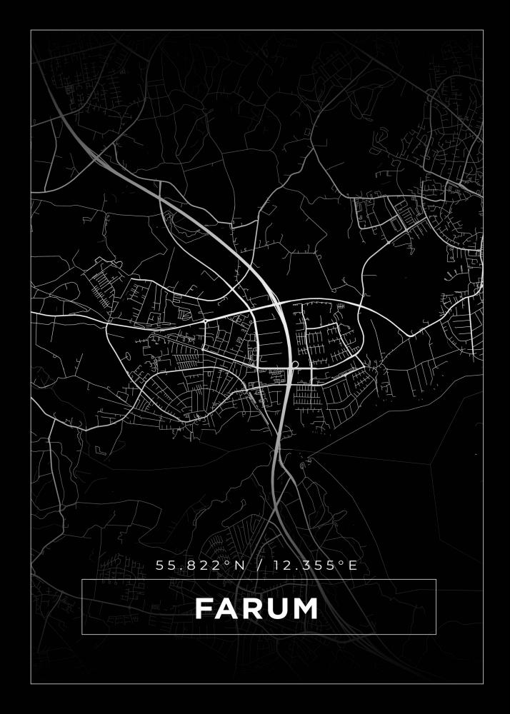 Kart - Farum - Svart Plakat