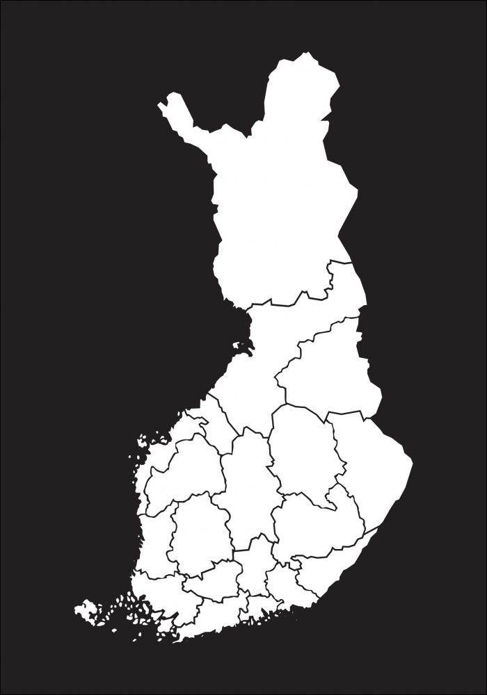 Kart - Finland - Hvit Plakat