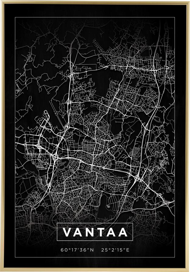 Kart - Vantaa - Svart Plakat