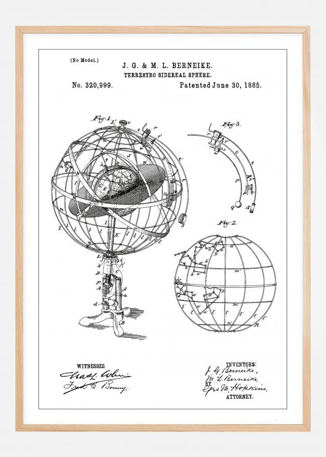 Patenttegning - Astronomisk modell - Hvit Plakat
