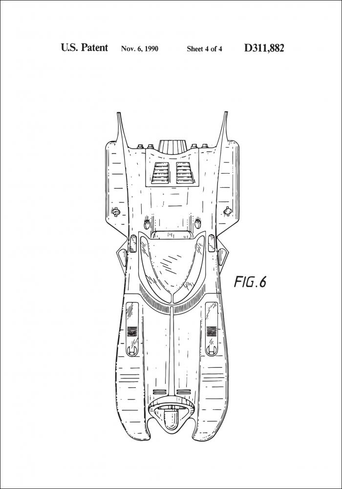 Patenttegning - Batman - Batmobile 1990 IIII - Plakat