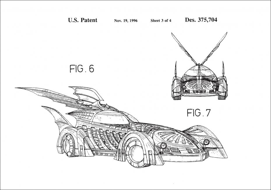 Patenttegning - Batman - Batmobile 1996 III - Plakat