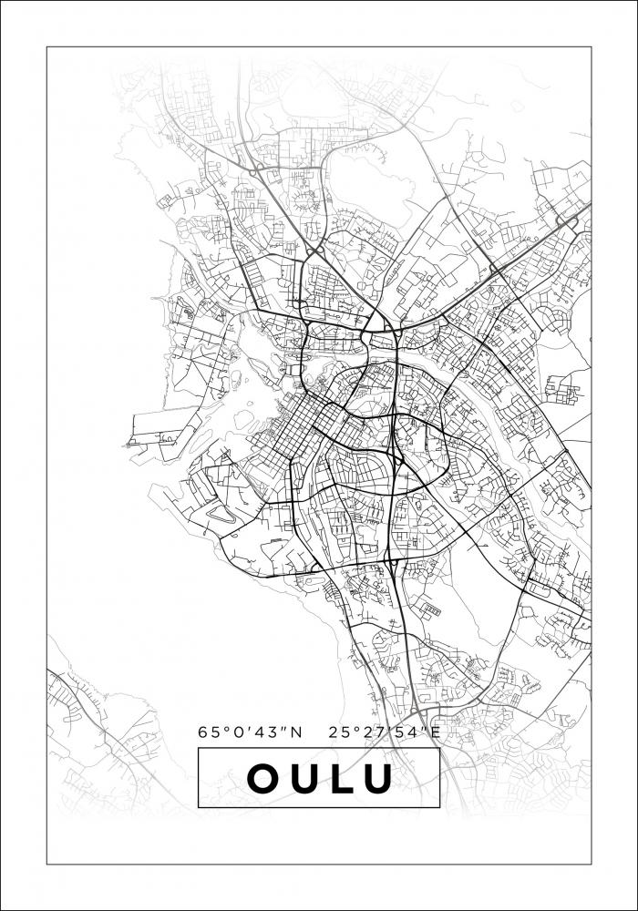 Kart - Oulu - Hvit Plakat