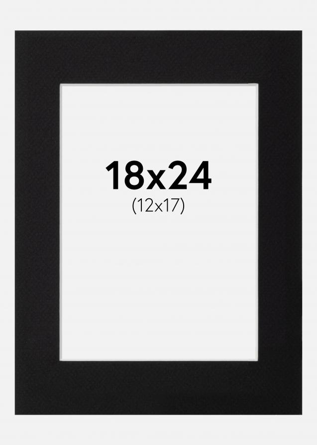 Passepartout Svart (Hvit kjerne) 18x24 cm (12x17)