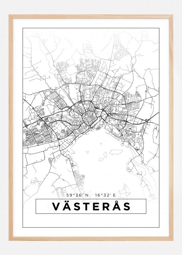 Kart - Västerås - Poster - Hvit Plakat