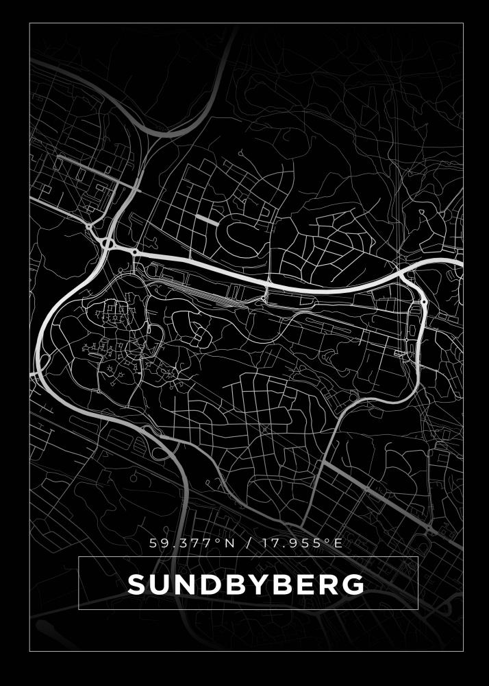Kart - Sundbyberg - Svart Plakat