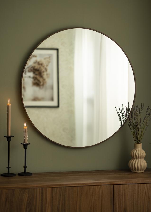 Speil Modern Valnøtt 80 cm Ø