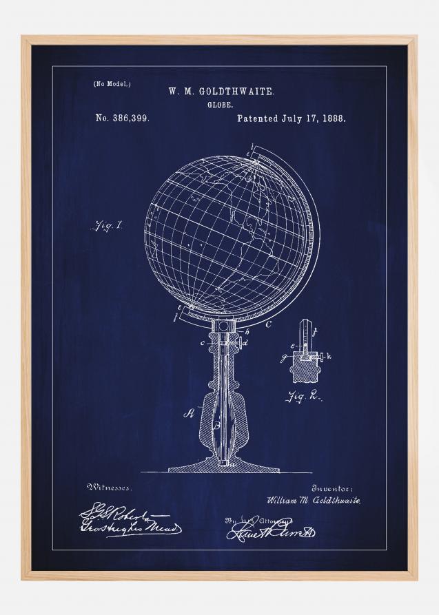Patenttegning - Globus - Blå Plakat