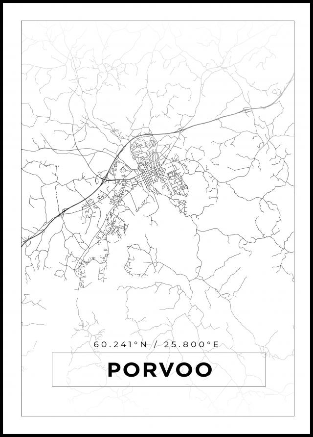 Kart - Porvoo - Hvit Plakat