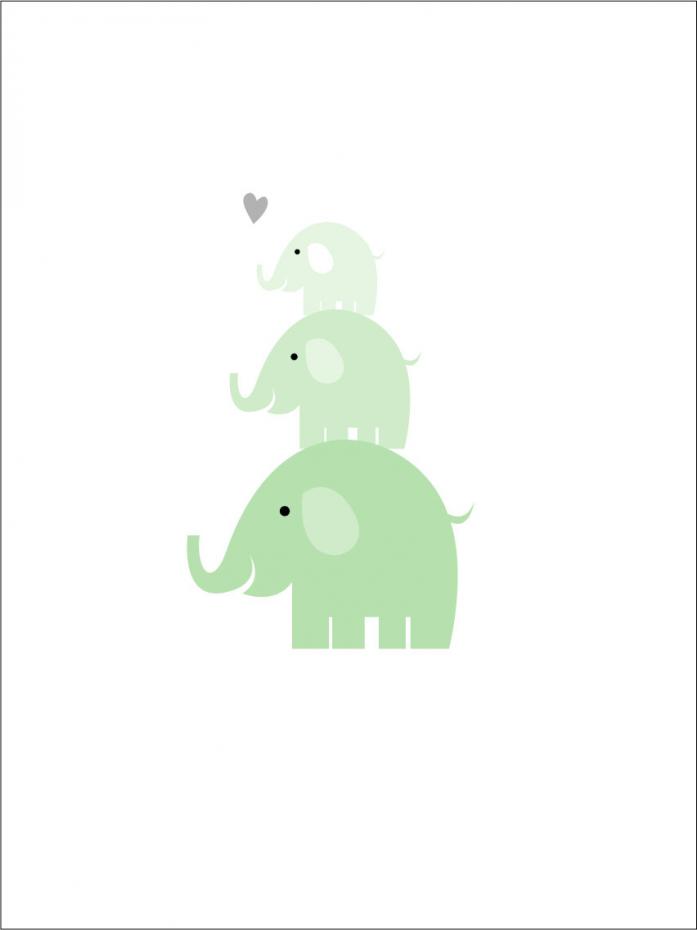 Elefant Trio - Mintgrnn Plakat