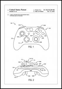 Patent Print - Game Controller III - White Plakat