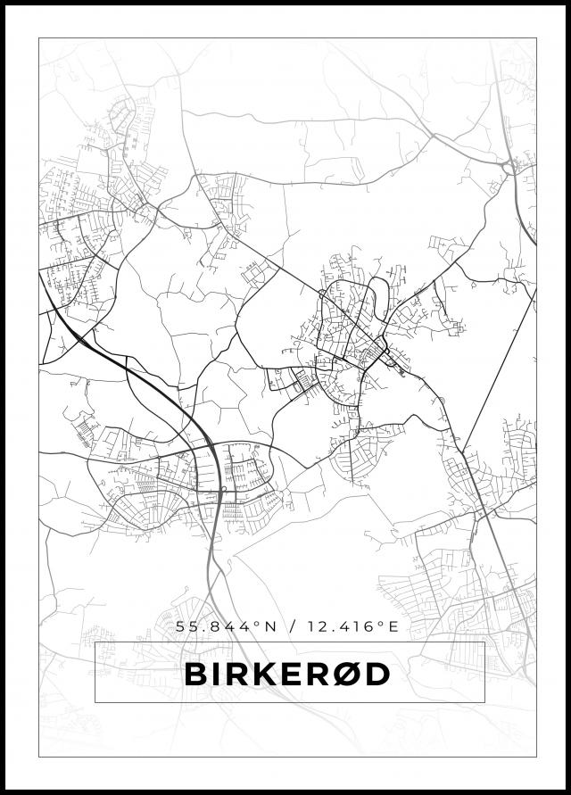 Kart - Birkerød - Hvit Plakat