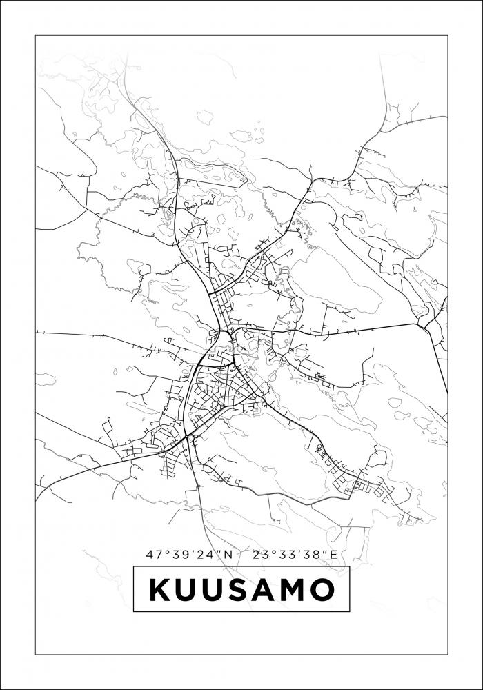 Kart - Kuusamo - Hvit Plakat