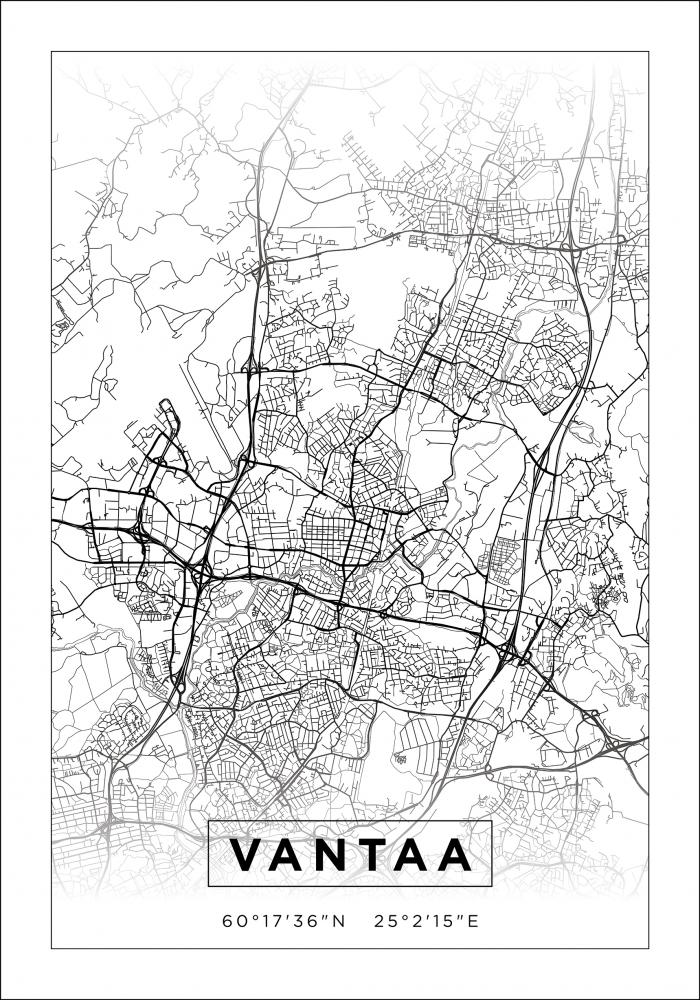 Kart - Vantaa - Hvit Plakat