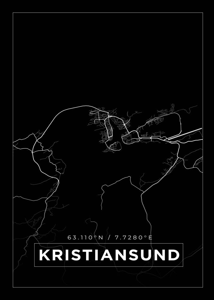 Kart - Kristiansund - Svart Plakat