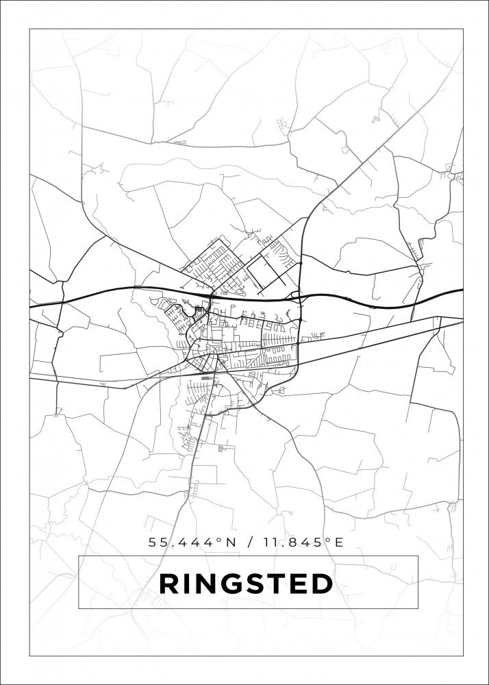 Kart - Ringsted - Hvit Plakat