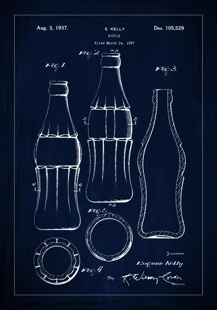Patenttegning - Coca Cola-flaske - Bl Plakat