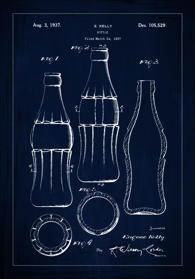 Patenttegning - Coca Cola-flaske - Bl