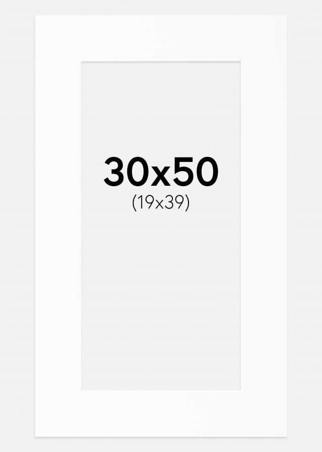 Passepartout Hvit Standard (Hvit kerne) 30x50 cm (19x39)