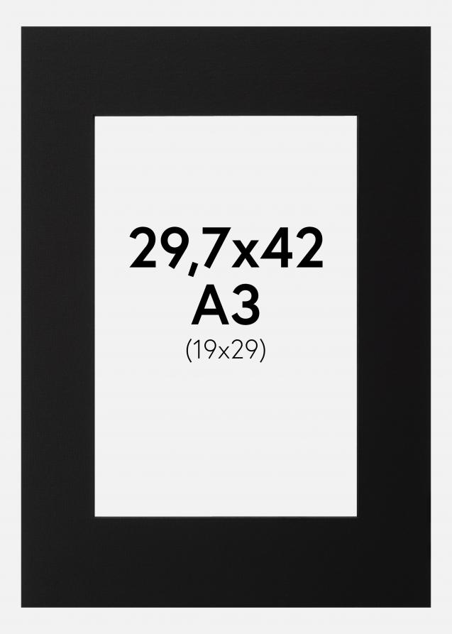 Passepartout Svart (Svart kjerne) 29,7x42 cm (19x29)