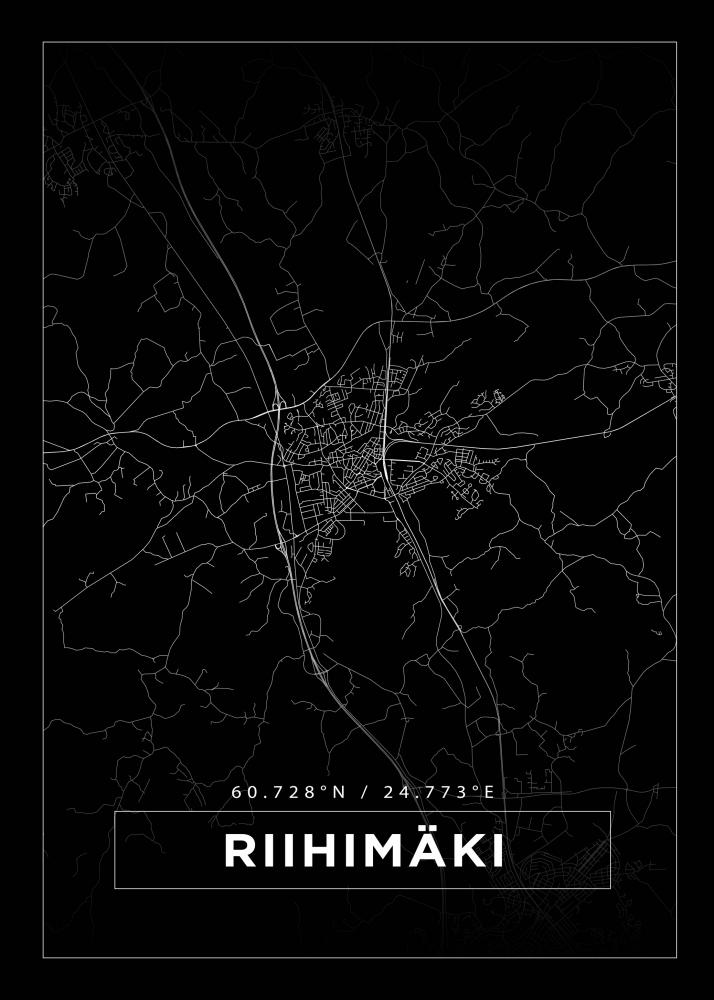 Kart - Riihimki - Svart Plakat