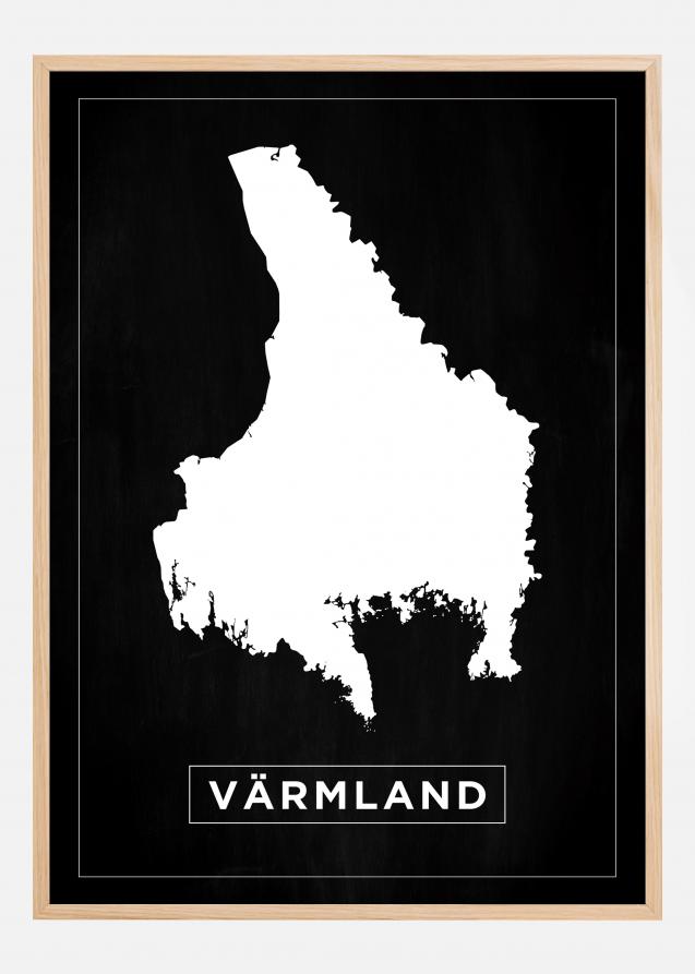 Kart - Värmland - Svart Plakat