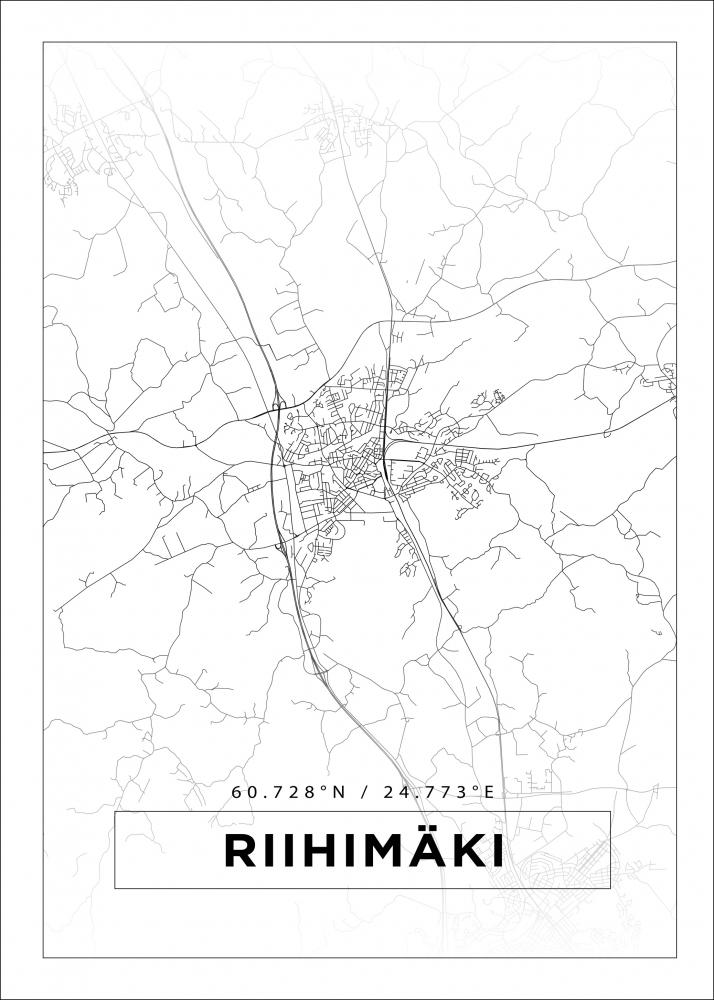 Kart - Riihimki - Hvit Plakat