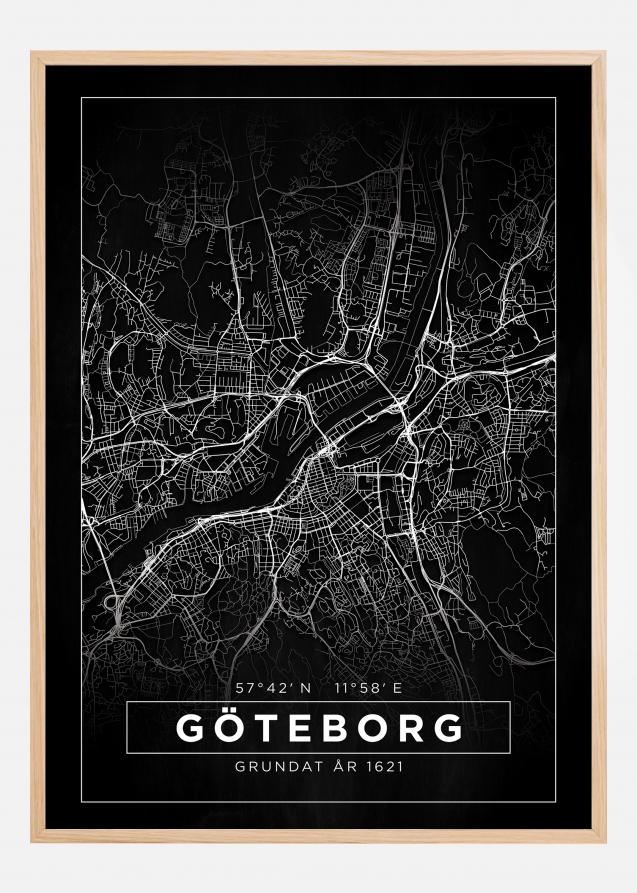 Kart - Göteborg - Poster - Svart Plakat