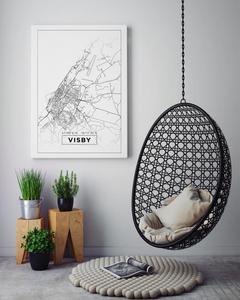 Kart - Visby - Hvit Plakat