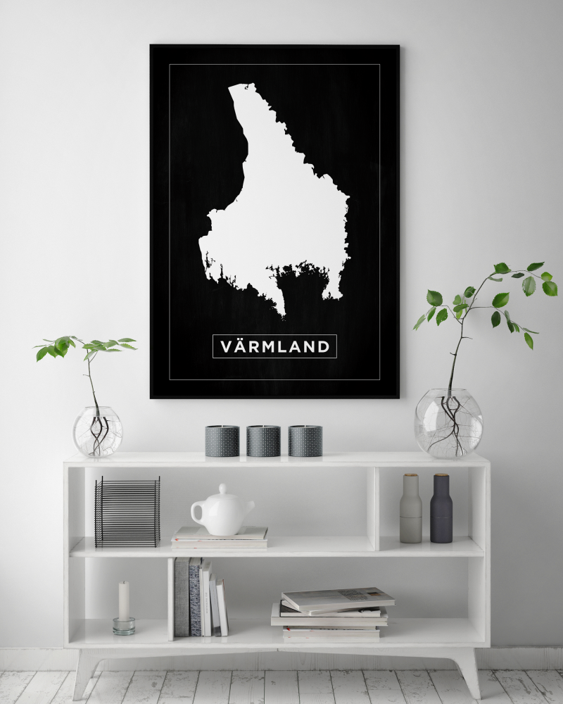 Kart - Vrmland - Svart Plakat