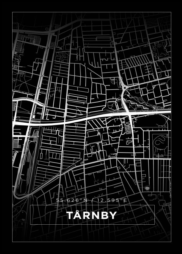 Kart - Tårnby - Svart Plakat