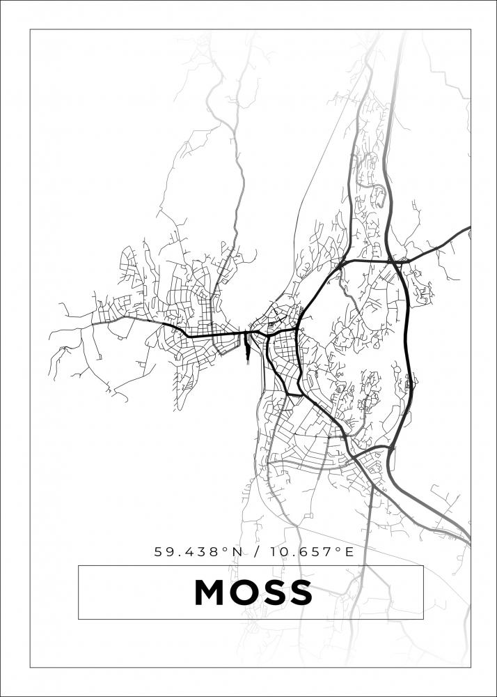 Kart - Moss - Hvit Plakat