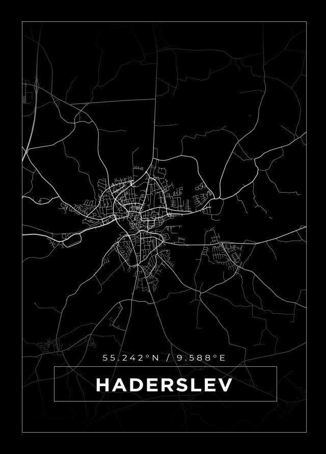 Kart - Haderslev - Svart Plakat