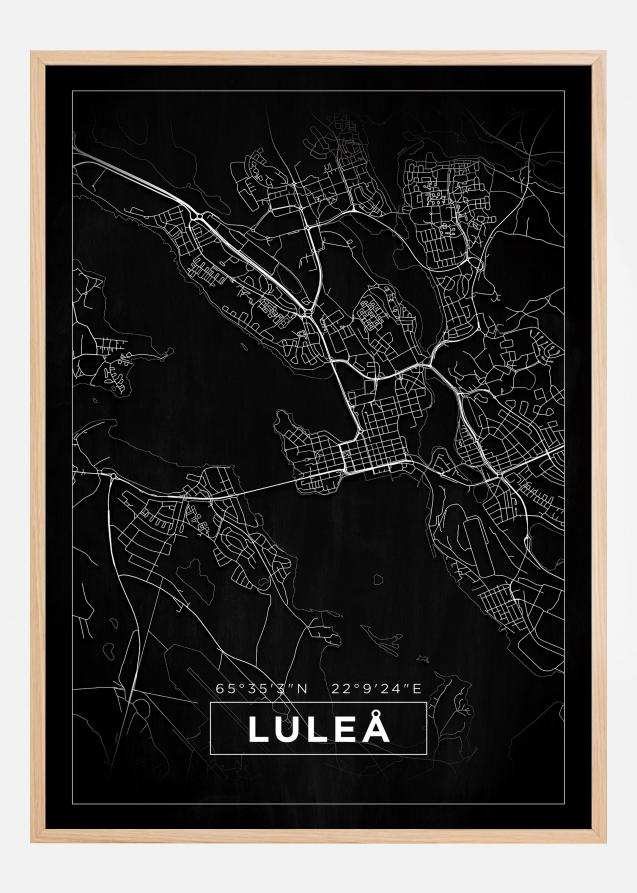 Kart - Luleå - Svart Plakat