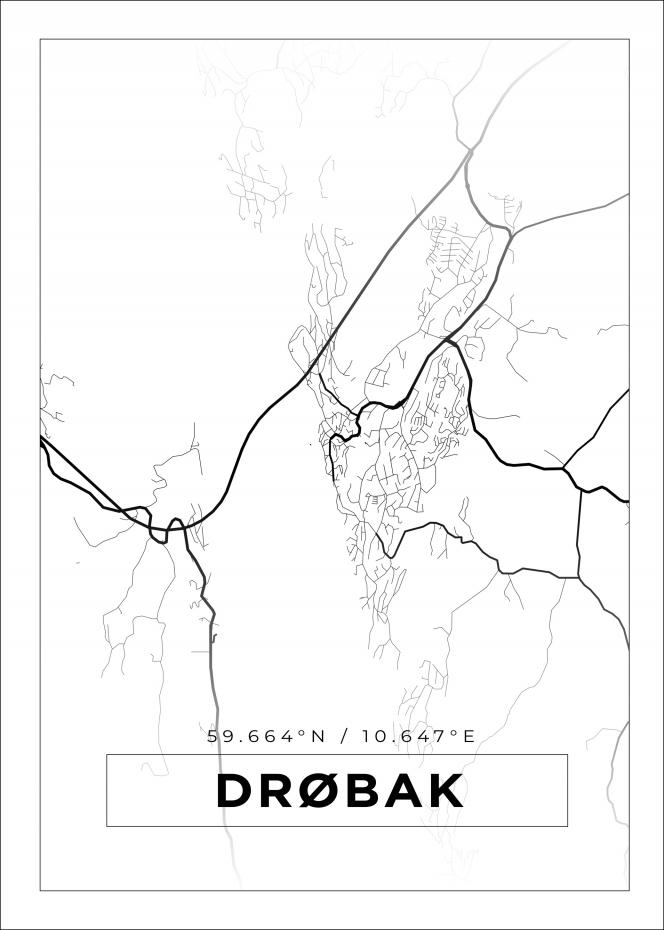Kart - Drbak - Hvit Plakat
