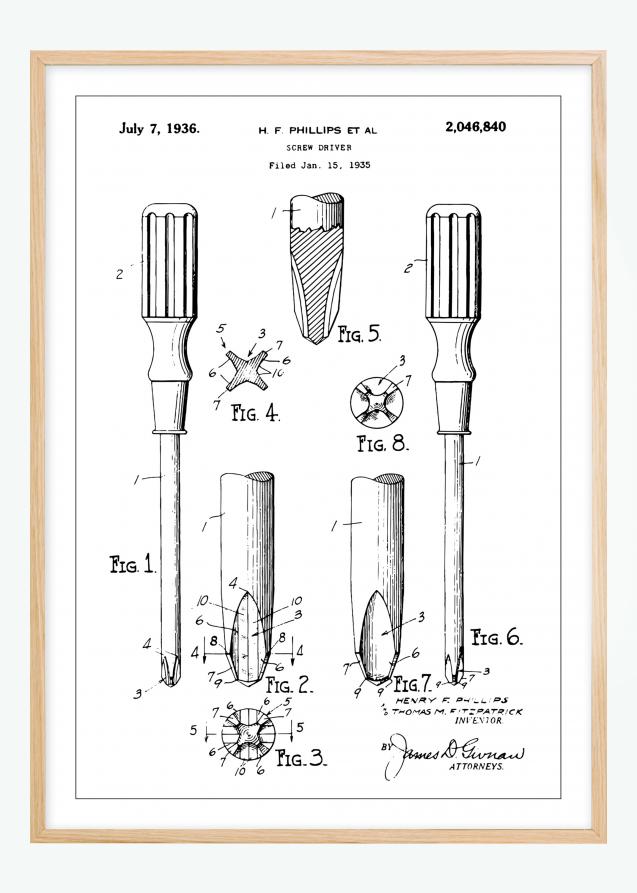 Patenttegning - Skrutrekker - Poster Plakat