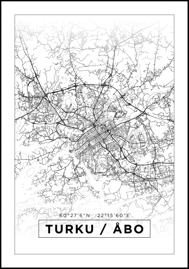 Kart - Turku / Åbo - Hvit Plakat