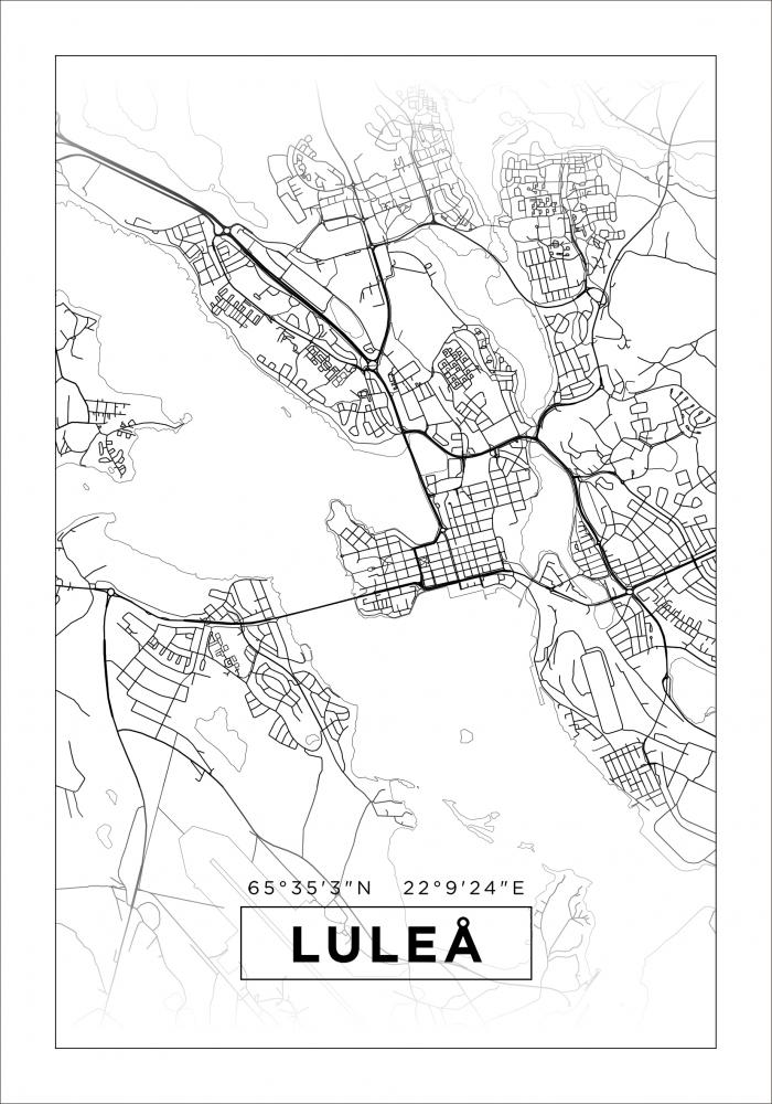 Kart - Lule - Hvit Plakat
