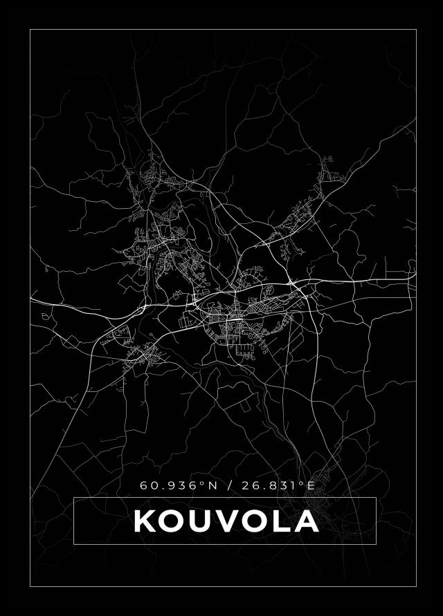 Kart - Kouvola - Svart Plakat