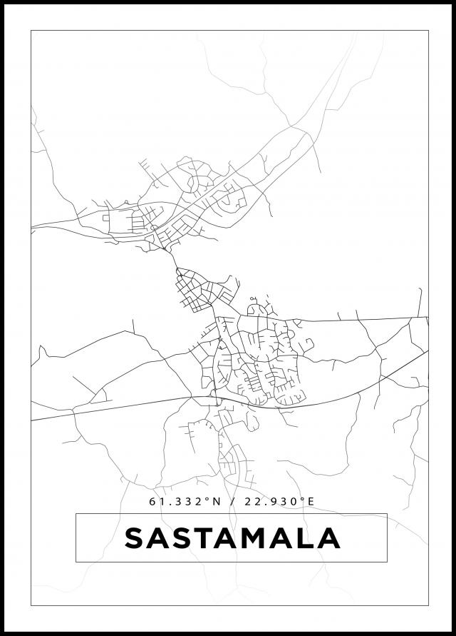 Kart - Sastamala - Hvit Plakat