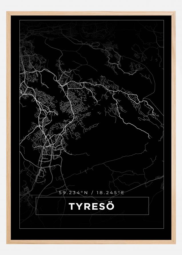 Kart - Tyresö - Svart Plakat
