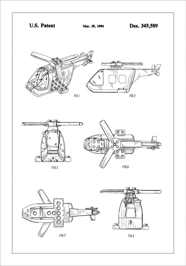Patent Print - Lego Helicopter - White Plakat