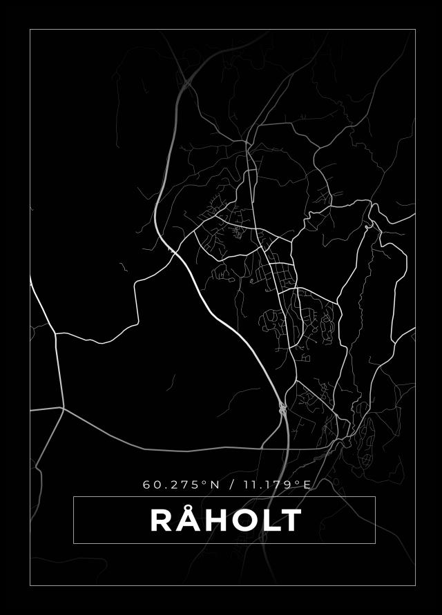 Kart - Råholt - Svart Plakat