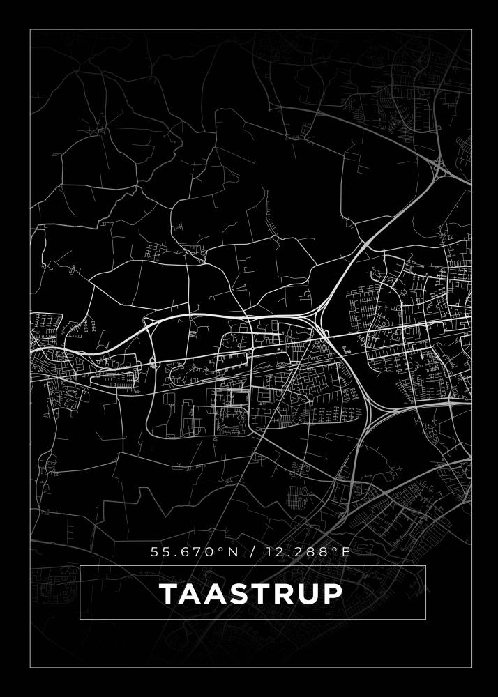 Kart - Taastrup - Svart Plakat